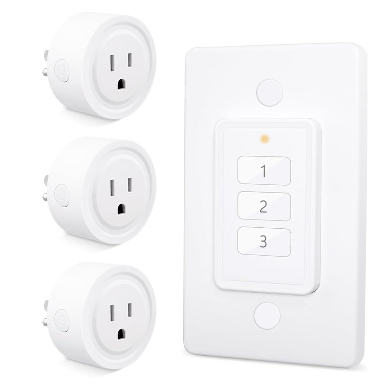 LoraTap 656ft Wireless Wall-Switch: Remote Control Outlet 3 Pack — Lights & Small Appliances — No Wiring —1 Remote for 3 Plugs - Image 1